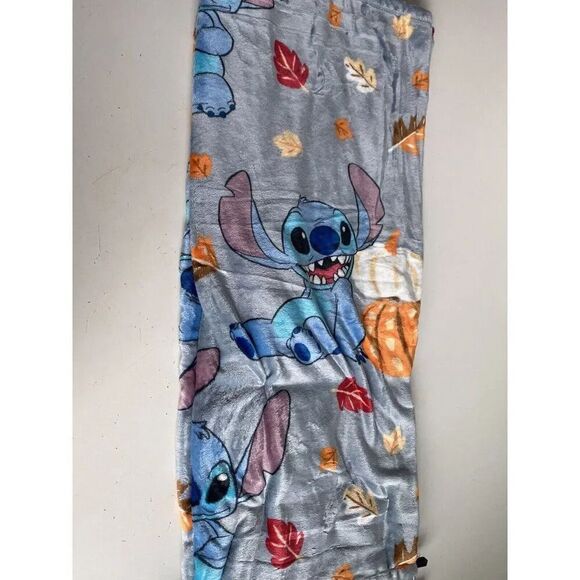 Disney Stitch Halloween Plush Throw Blanket Pumpkin  50 X 70” Autumn Fall Leaves - Picture 7 of 12